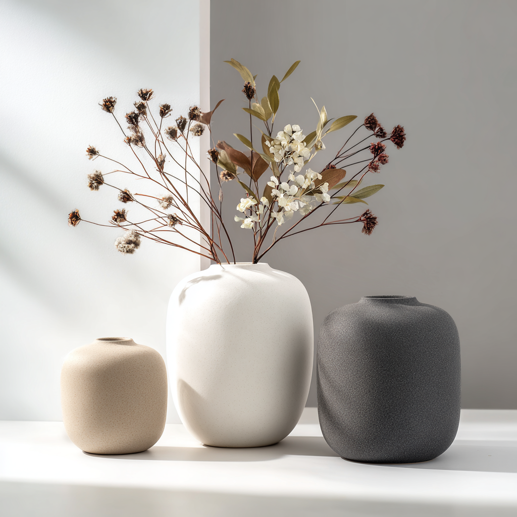 Ceramic Flower Vase in a Simple Nordic Style