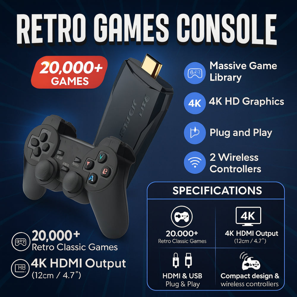 4K Retro Game Console 20000+ Classic Video Games Plug and Play 3