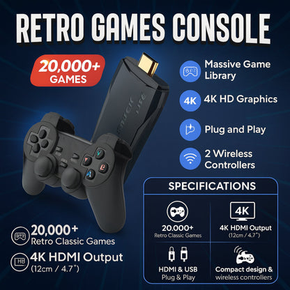 4K Retro Game Console 20000+ Classic Video Games Plug and Play 3