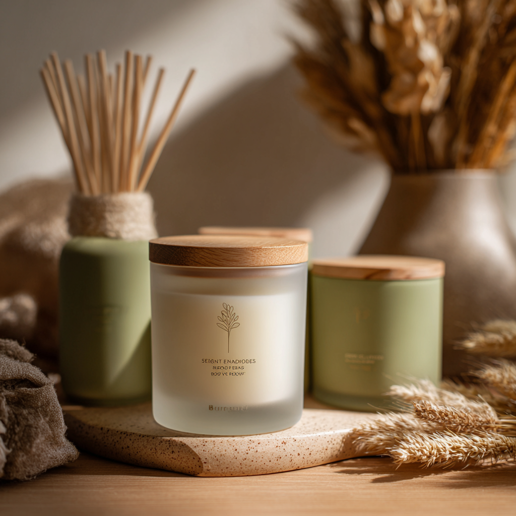 Soy Candle with a Minimalist Jar and a Wooden Lid