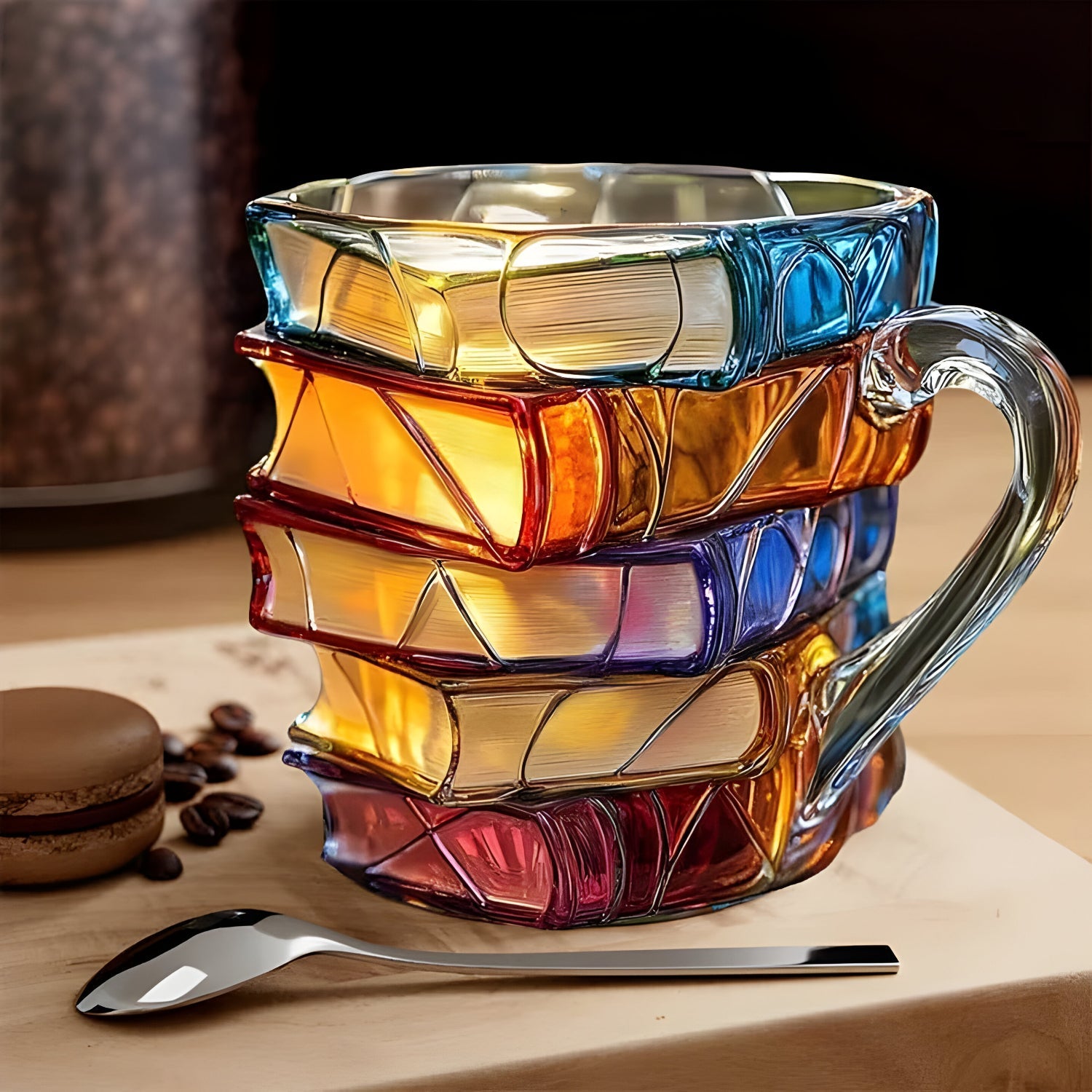 Colorful 3D Book Design Resin Mug for Coffee Tea Lovers 4