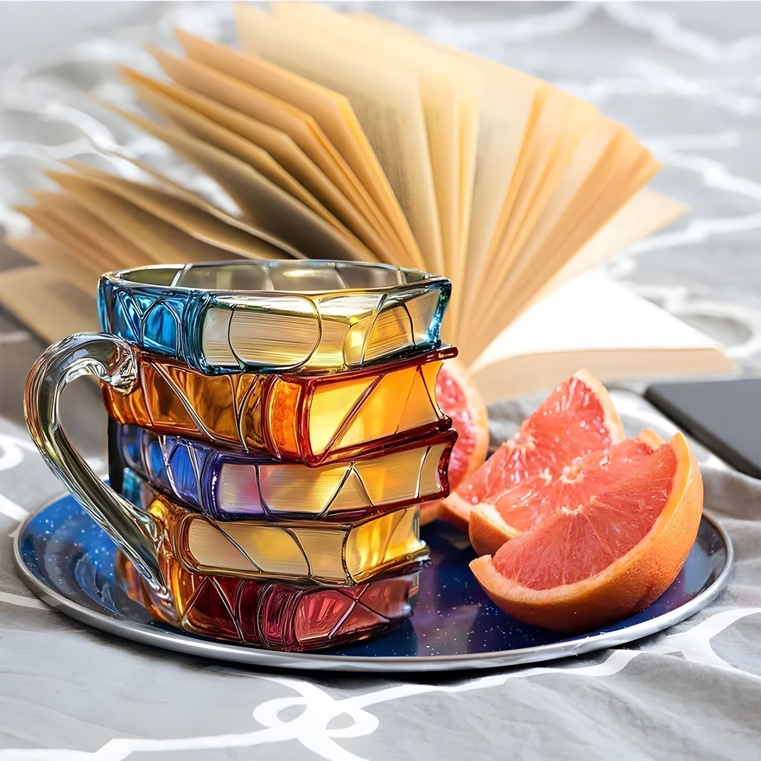 Colorful 3D Book Design Resin Mug for Coffee Tea Lovers 5