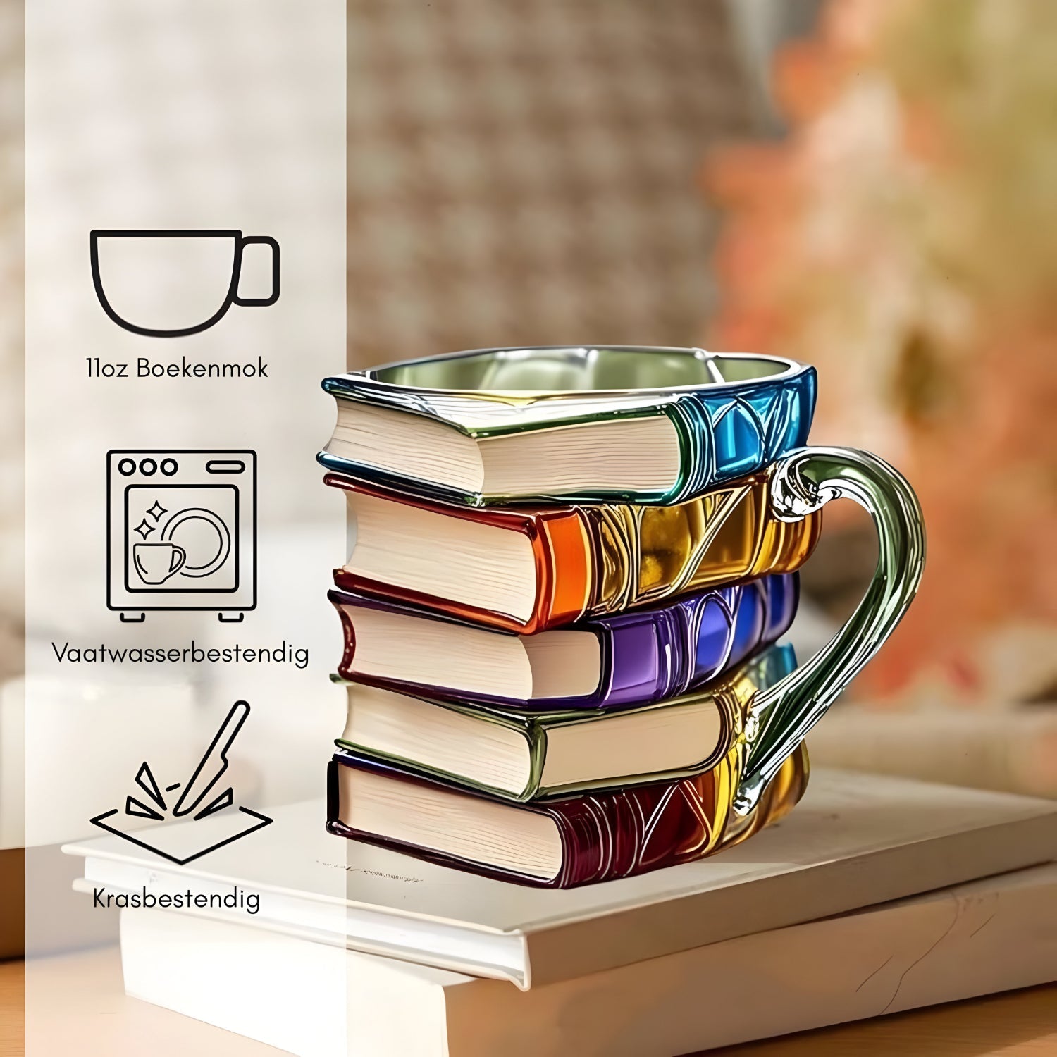 Colorful 3D Book Design Resin Mug for Coffee Tea Lovers 7