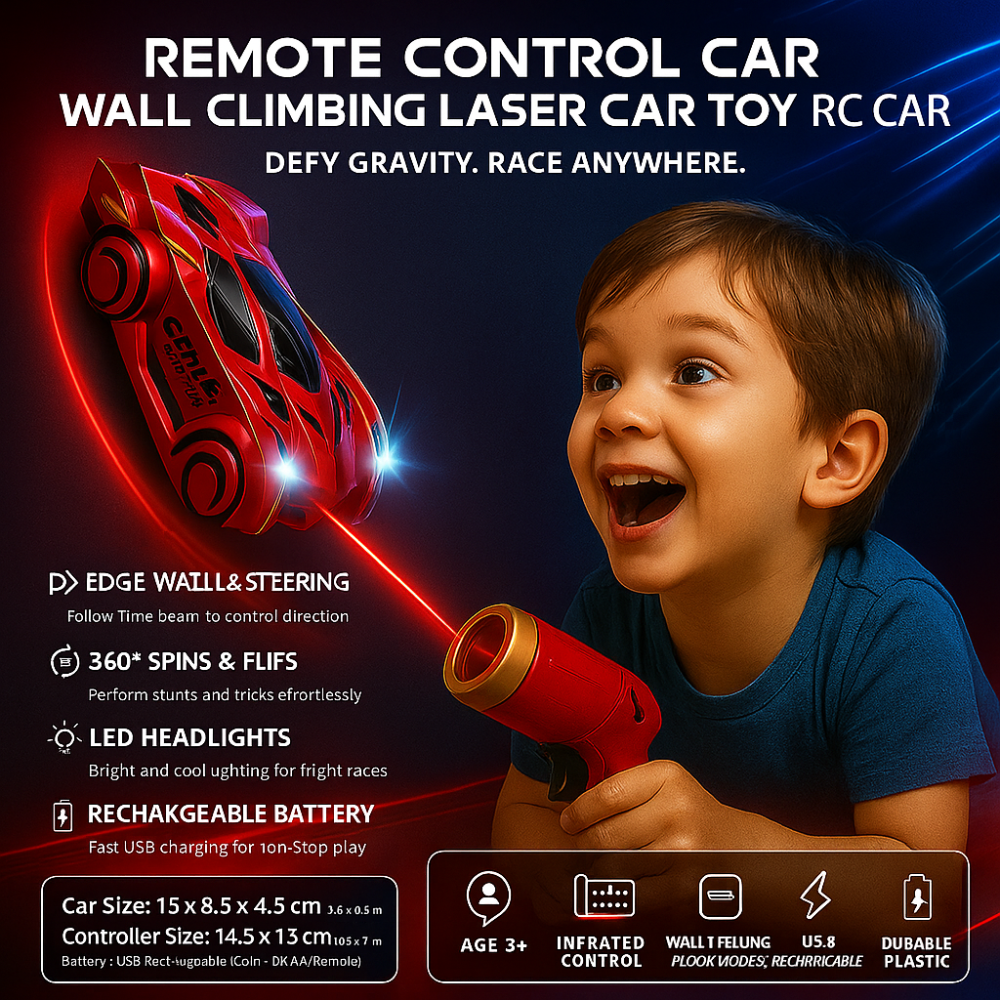 Remote Control Car Wall Climber LED Lights Stunt Toy for Kids 3